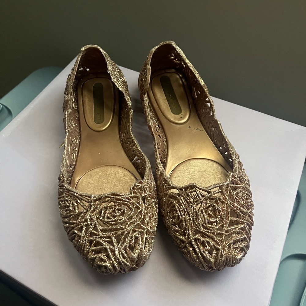 Melissa Rose Gold Campana Jelly Flats